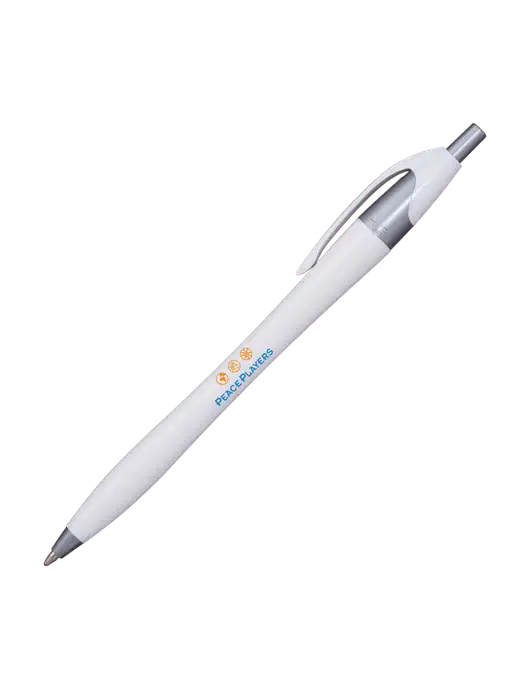 Novella White/Silver Shimmer Pen - Blue Ink w/Peace Players Logo
