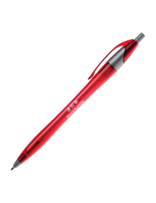 Novella Translucent Red/Silver Jewel Pen - Blue Ink w/Peace Players Logo