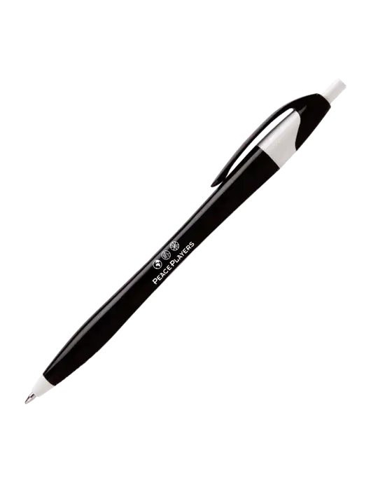 Novella Black/White Executive Pen - Blue Ink w/Peace Players Logo