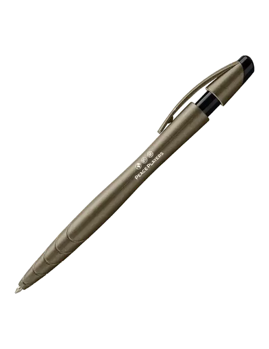 Awali Grey Metallic Pen - Black Ink w/Peace Players Logo