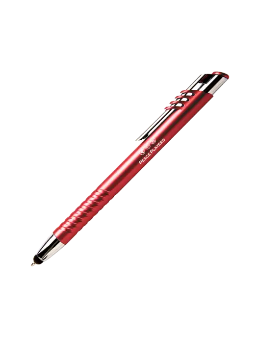 Schirhart Red Stylus Pen - Blue Ink w/Peace Players Logo