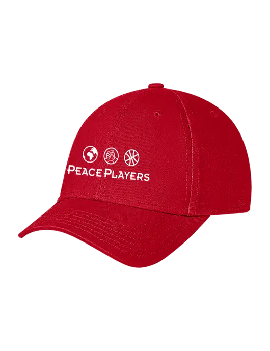Red Structured Soft Snap Closure Hook & Loop Cap w/Peace Players Logo
