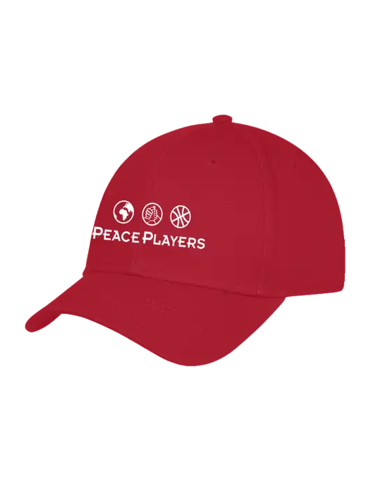 Red Structured Cap Hook & Loop w/Peace Players Logo
