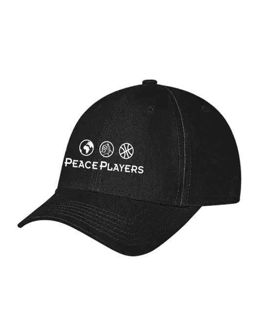 Black Structured Soft Snap Closure Hook & Loop Cap w/Peace Players Logo