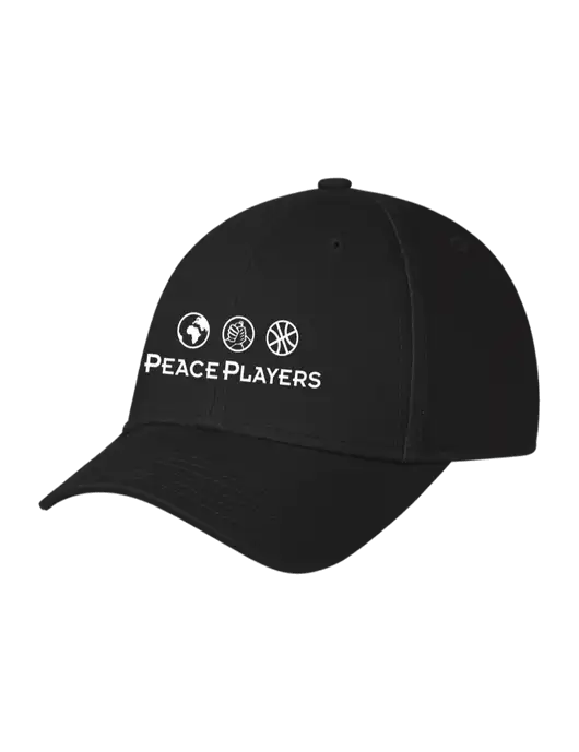 Black Structured Cap Hook & Loop w/Peace Players Logo