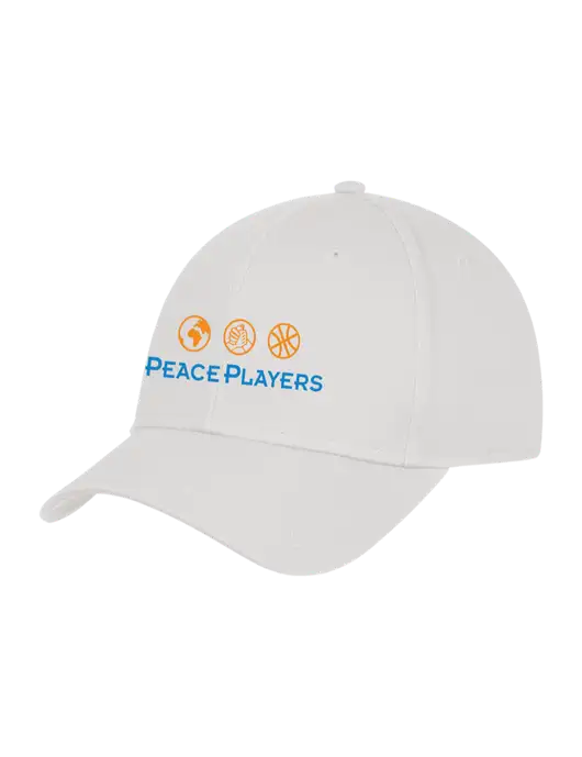 White Structured Cap Hook & Loop w/Peace Players Logo