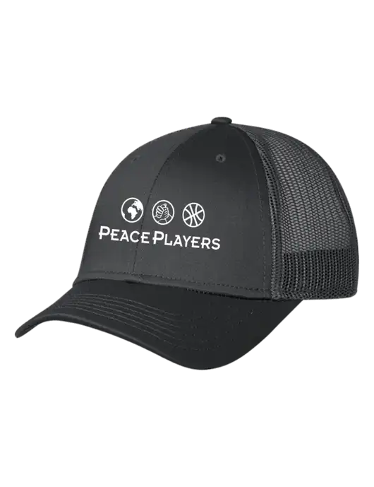 Charcoal Mesh Trucker Cap Snap Back w/Peace Players Logo