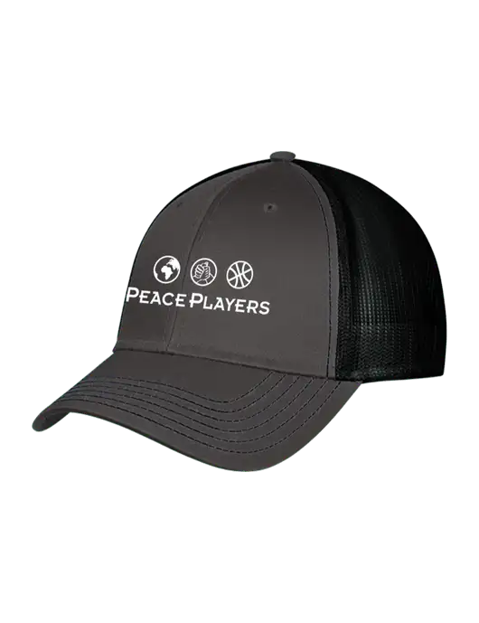 Charcoal & Black Mesh Trucker Cap Snap Back w/Peace Players Logo