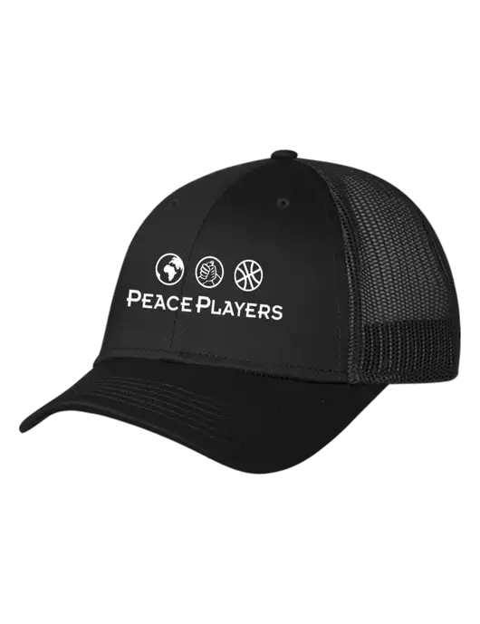 Black Mesh Trucker Cap Snap Back w/Peace Players Logo