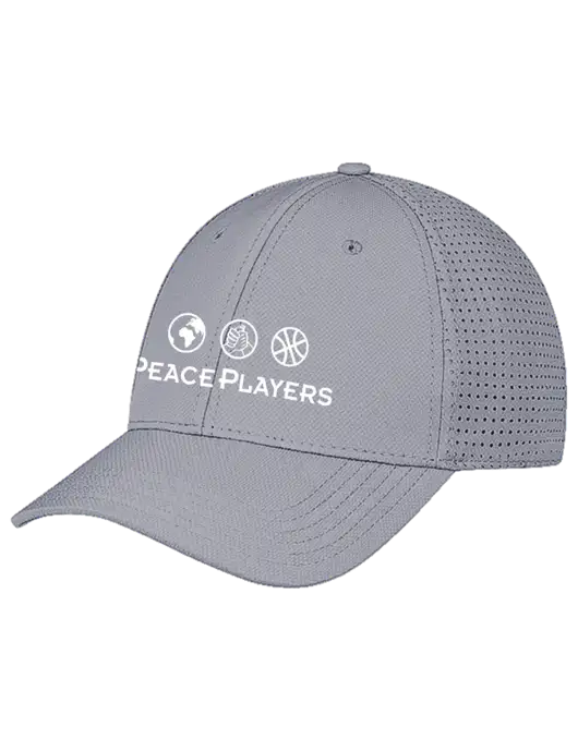 Grey Performance Stretchable Cap Hook & Loop w/Peace Players Logo