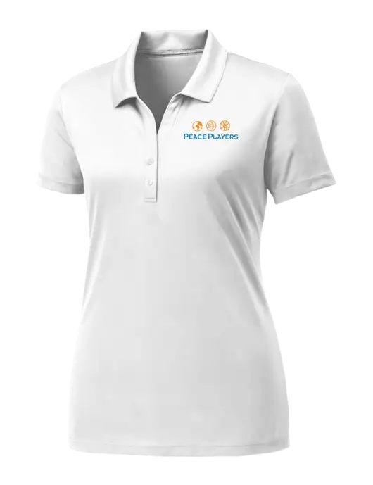 Womens White PosiCharge Competitor Polo w/Peace Players Logo