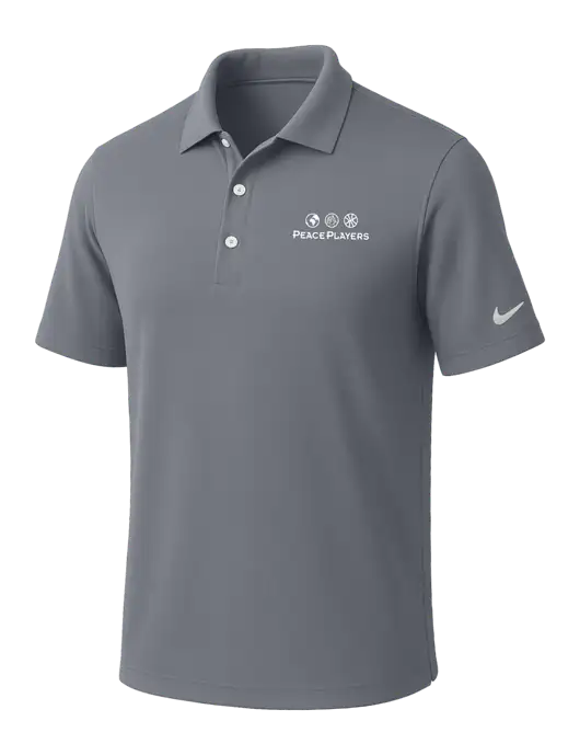 NIKE Medium Grey Dri-Fit Micro Pique Polo w/Peace Players Logo