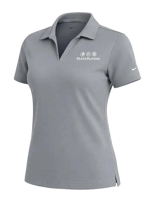 NIKE Medium Grey Womens Dri-Fit Micro Pique Polo w/Peace Players Logo