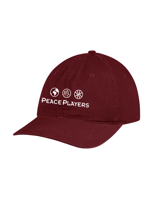 Garment Washed Unstructured Twill Maroon Cap w/Peace Players Logo