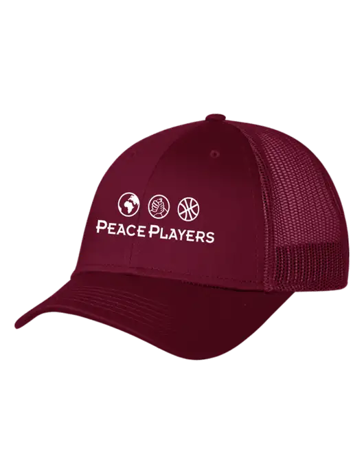 Maroon Mesh Trucker Cap Snap Back w/Peace Players Logo