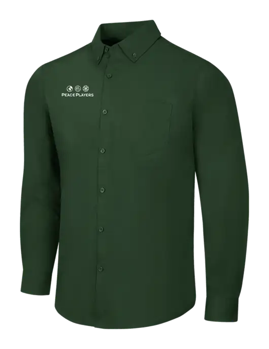 Forest Green Long Sleeve Carefree Poplin Shirt w/Peace Players Logo
