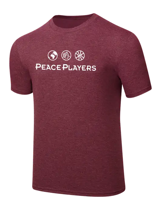 Simply Soft Maroon Frost 4.5oz  Poly/Combed Ring Spun Cotton T-Shirt w/Peace Players Logo