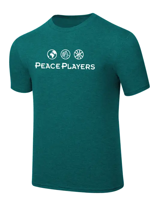Simply Soft Heathered Dark Teal 4.5oz  Poly/Combed Ring Spun Cotton T-Shirt w/Peace Players Logo