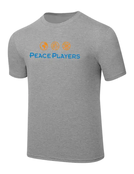 Simply Soft Heathered Light Grey 4.5oz  Poly/Combed Ring Spun Cotton T-Shirt w/Peace Players Logo