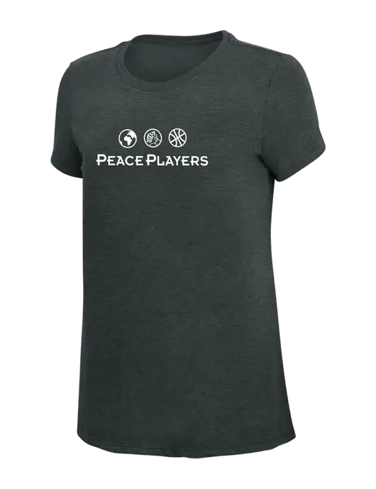 Womens Simply Soft Black Frost 4.5oz Poly/Combed Ring Spun Cotton T-Shirt w/Peace Players Logo