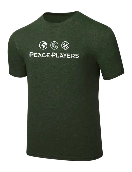 Simply Soft Heathered Forest Green 4.5oz  Poly/Combed Ring Spun Cotton T-Shirt w/Peace Players Logo
