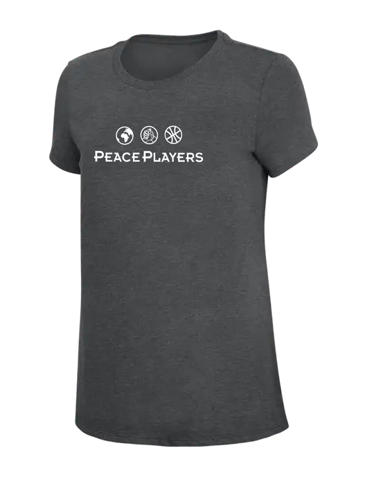 Womens Simply Soft Charcoal 4.5oz Poly/Combed Ring Spun Cotton T-Shirt w/Peace Players Logo