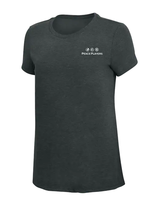 Womens Simply Soft Black Frost 4.5oz Poly/Combed Ring Spun Cotton T-Shirt w/Peace Players Logo