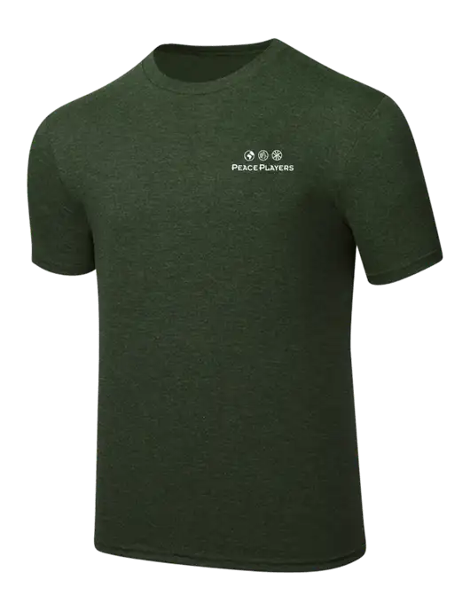 Simply Soft Heathered Forest Green 4.5oz  Poly/Combed Ring Spun Cotton T-Shirt w/Peace Players Logo