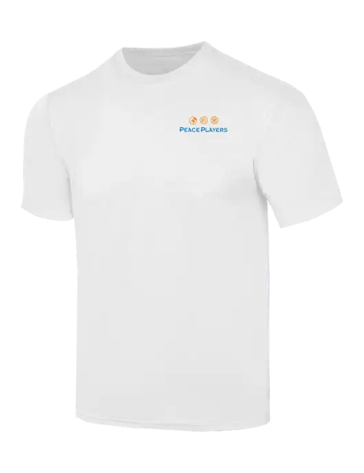 Simply Soft White 4.5oz  Poly/Combed Ring Spun Cotton T-Shirt w/Peace Players Logo