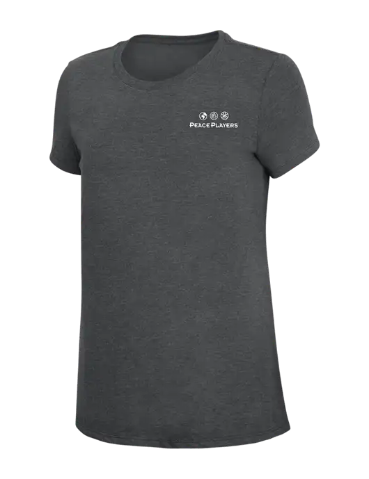 Womens Simply Soft Charcoal 4.5oz Poly/Combed Ring Spun Cotton T-Shirt w/Peace Players Logo
