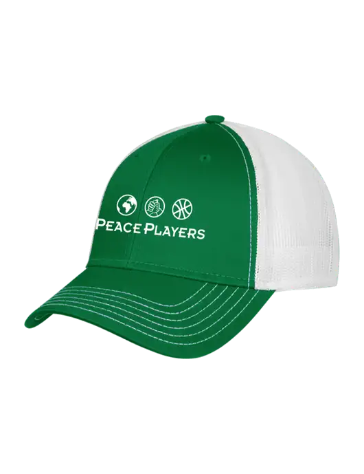 Kelly & White Mesh Trucker Cap Snap Back w/Peace Players Logo