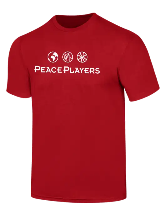 Simply Soft Red 4.5oz  Poly/Combed Ring Spun Cotton T-Shirt w/Peace Players Logo