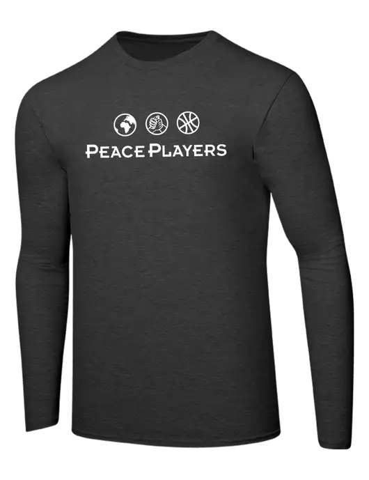 Ring Spun Dark Heather Grey 4.5 oz Long Sleeve T-Shirt w/Peace Players Logo