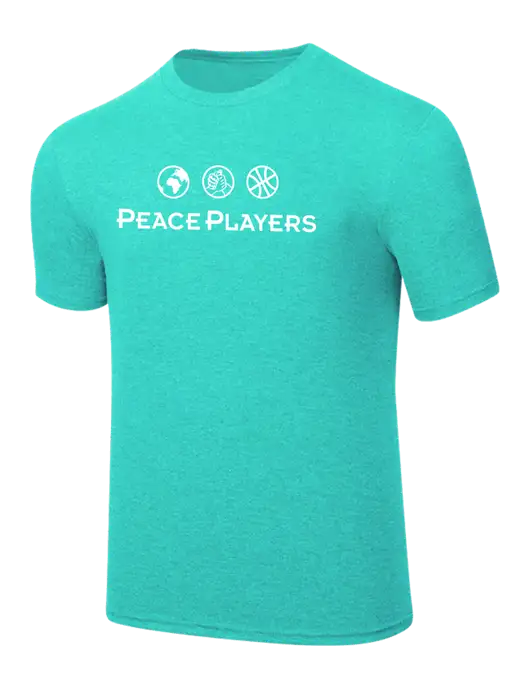 Simply Soft Light Teal Heathered 4.5oz  Poly/Combed Ring Spun Cotton T-Shirt w/Peace Players Logo