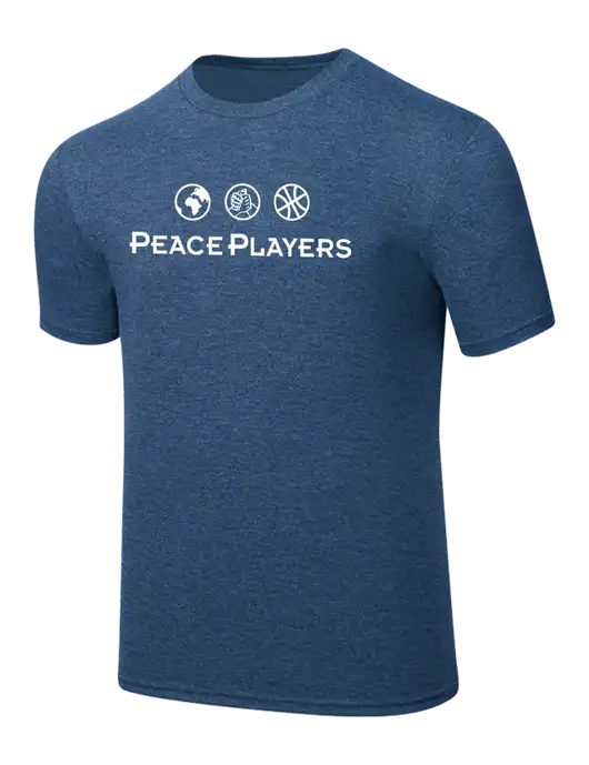 Simply Soft Heathered Navy 4.5oz  Poly/Combed Ring Spun Cotton T-Shirt w/Peace Players Logo