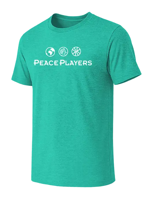 BELLA+CANVAS Heather Teal CVC Short Sleeve Tee w/Peace Players Logo