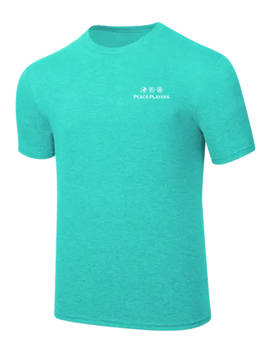 Simply Soft Light Teal Heathered 4.5oz  Poly/Combed Ring Spun Cotton T-Shirt w/Peace Players Logo