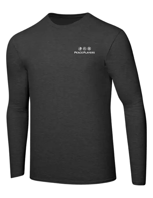 Ring Spun Dark Heather Grey 4.5 oz Long Sleeve T-Shirt w/Peace Players Logo