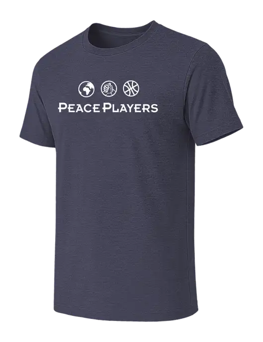 BELLA+CANVAS Heather Navy CVC Short Sleeve Tee w/Peace Players Logo
