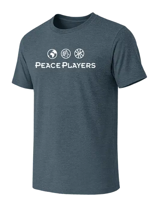 BELLA+CANVAS Heather Slate Blue CVC Short Sleeve Tee w/Peace Players Logo