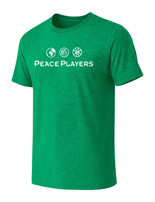 BELLA+CANVAS Heather Kelly Green CVC Short Sleeve Tee w/Peace Players Logo