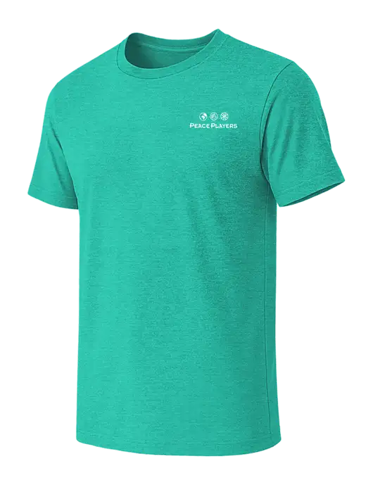 BELLA+CANVAS Heather Teal CVC Short Sleeve Tee w/Peace Players Logo