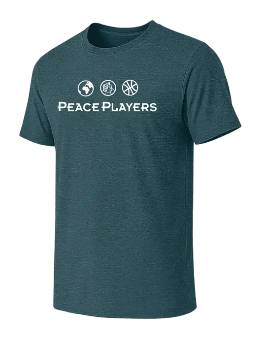 BELLA+CANVAS Heather Dark Teal CVC Short Sleeve Tee w/Peace Players Logo