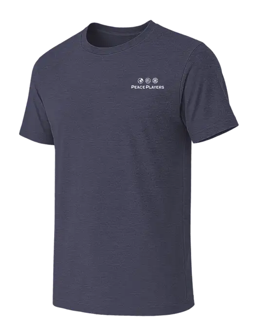 BELLA+CANVAS Heather Navy CVC Short Sleeve Tee w/Peace Players Logo