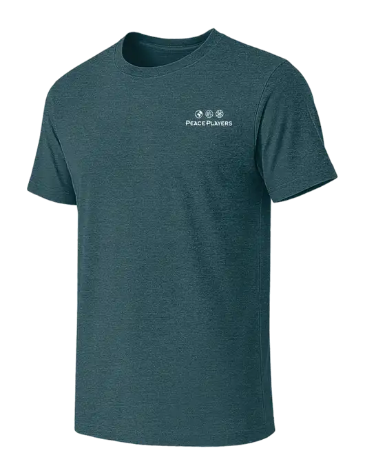 BELLA+CANVAS Heather Dark Teal CVC Short Sleeve Tee w/Peace Players Logo
