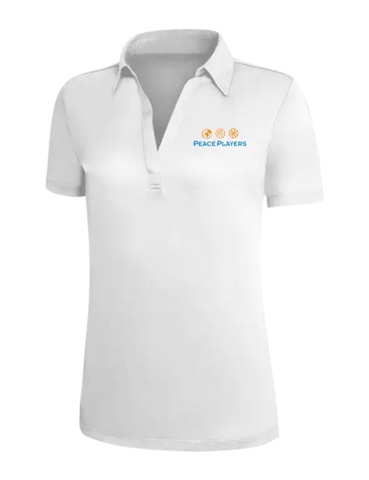 White Silk Touch Womens Performance Polo w/Peace Players Logo