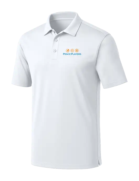 White Silk Touch Performance Polo w/Peace Players Logo