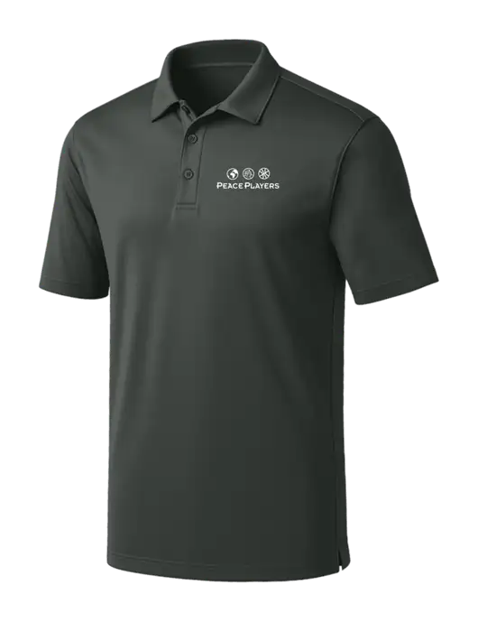 Dark Grey Silk Touch Performance Polo w/Peace Players Logo