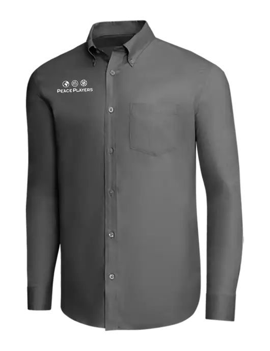 Brooks Brothers Dark Grey Wrinkle-Free Stretch Pinpoint Shirt w/Peace Players Logo