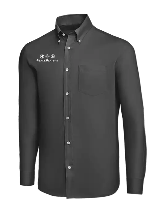 Brooks Brothers Dark Grey Wrinkle-Free Stretch Nailhead Shirt w/Peace Players Logo